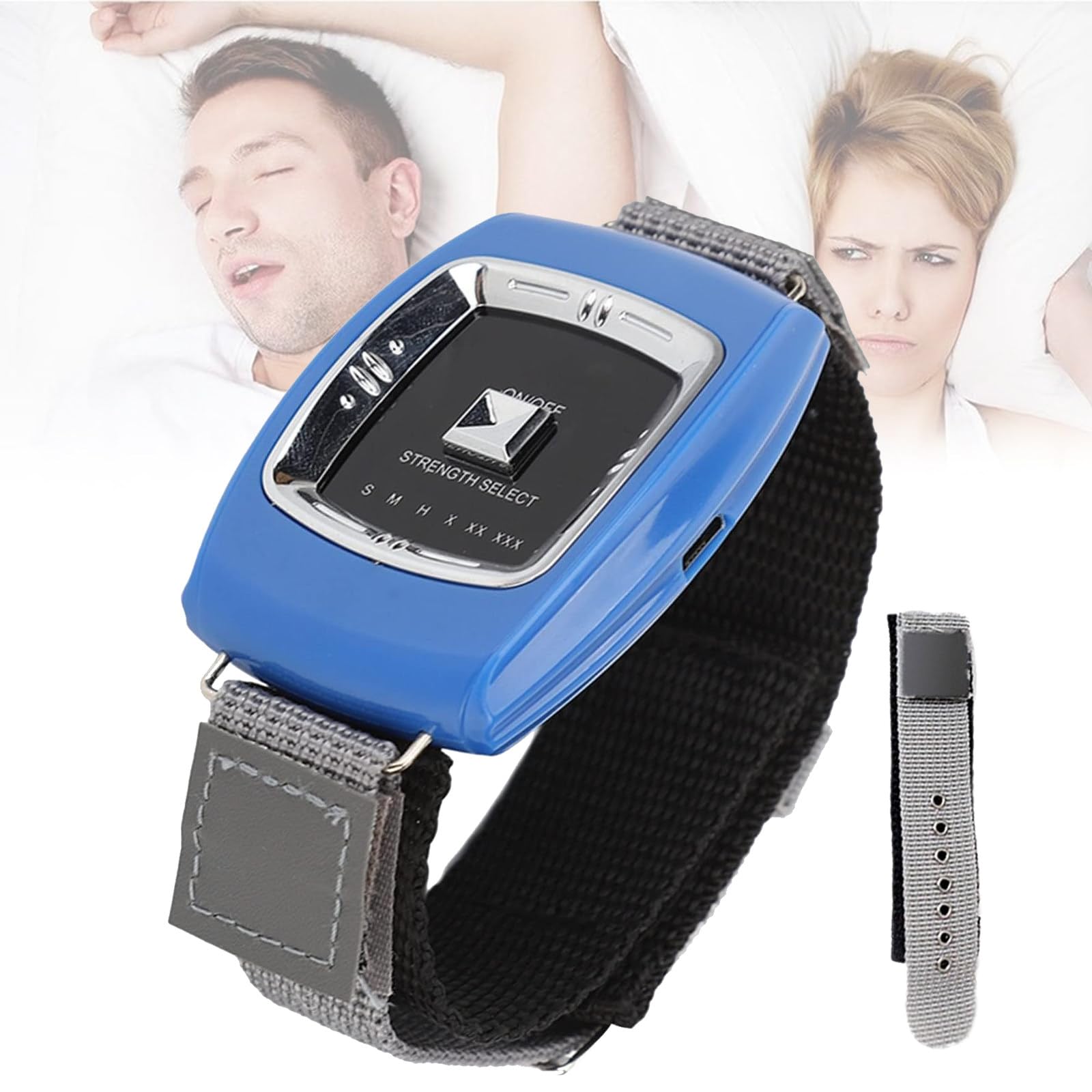 Hdaspijh Blue Anti-Snore Wristband Anti-Snoring Device Help Sleeping Aid Intelligent Anti Snoring Watch Bracelet Snore Stopper, Designed To Reduce Snoring Improve Nighttime Sleeping, Three Modes