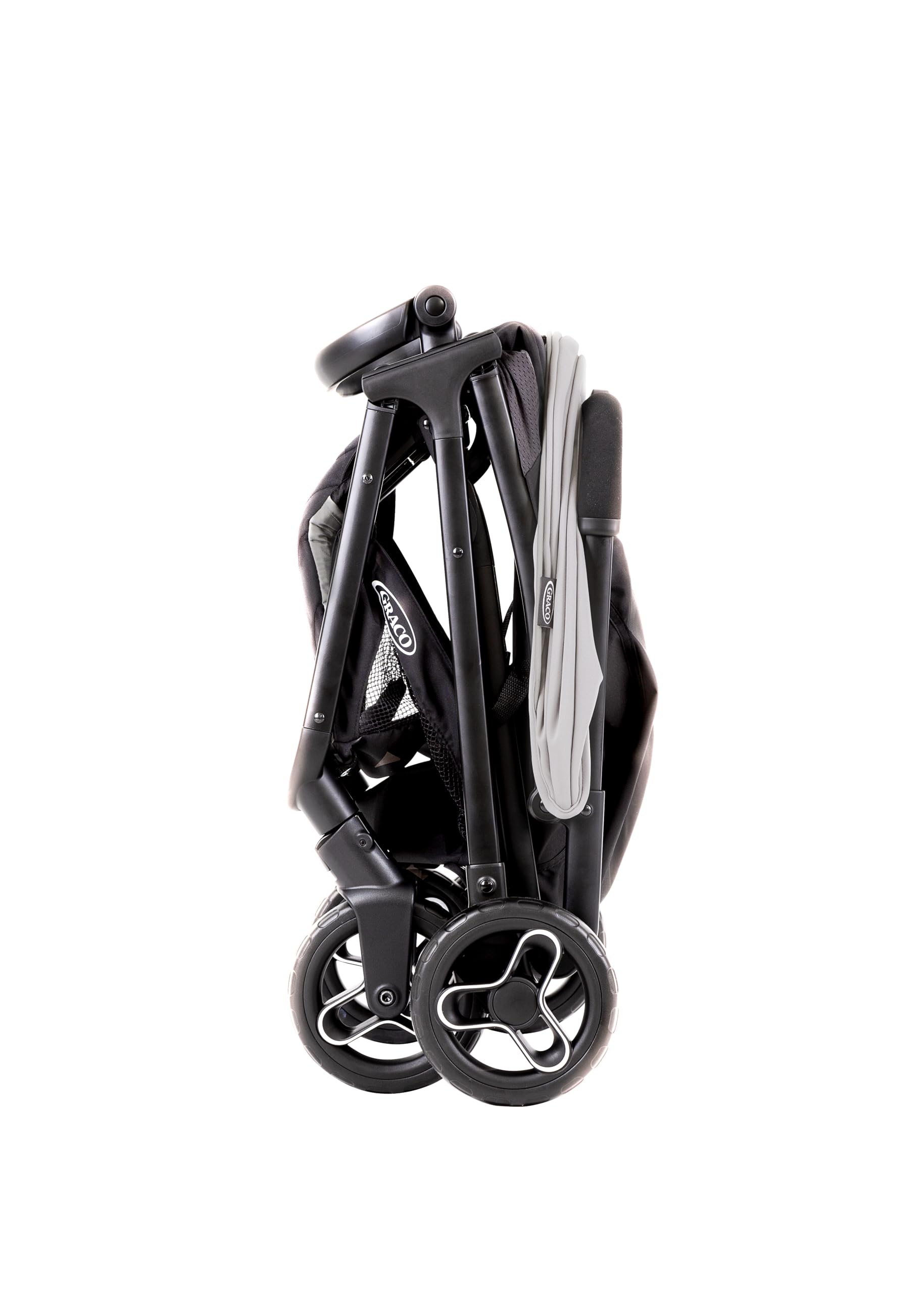 Graco Myavo Poussette de voyage légère avec pliage rapide, de la naissance à environ 4 ans (0-22 kg), se plie rapidement, tient debout une fois pliée, habillage pluie inclus, gris, Steeple Gray