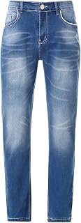 Men's Relaxed Fit Straight Leg Jeans Lightweight Washed Denim Jean Retro Distressed Loose Fit Denim Pants