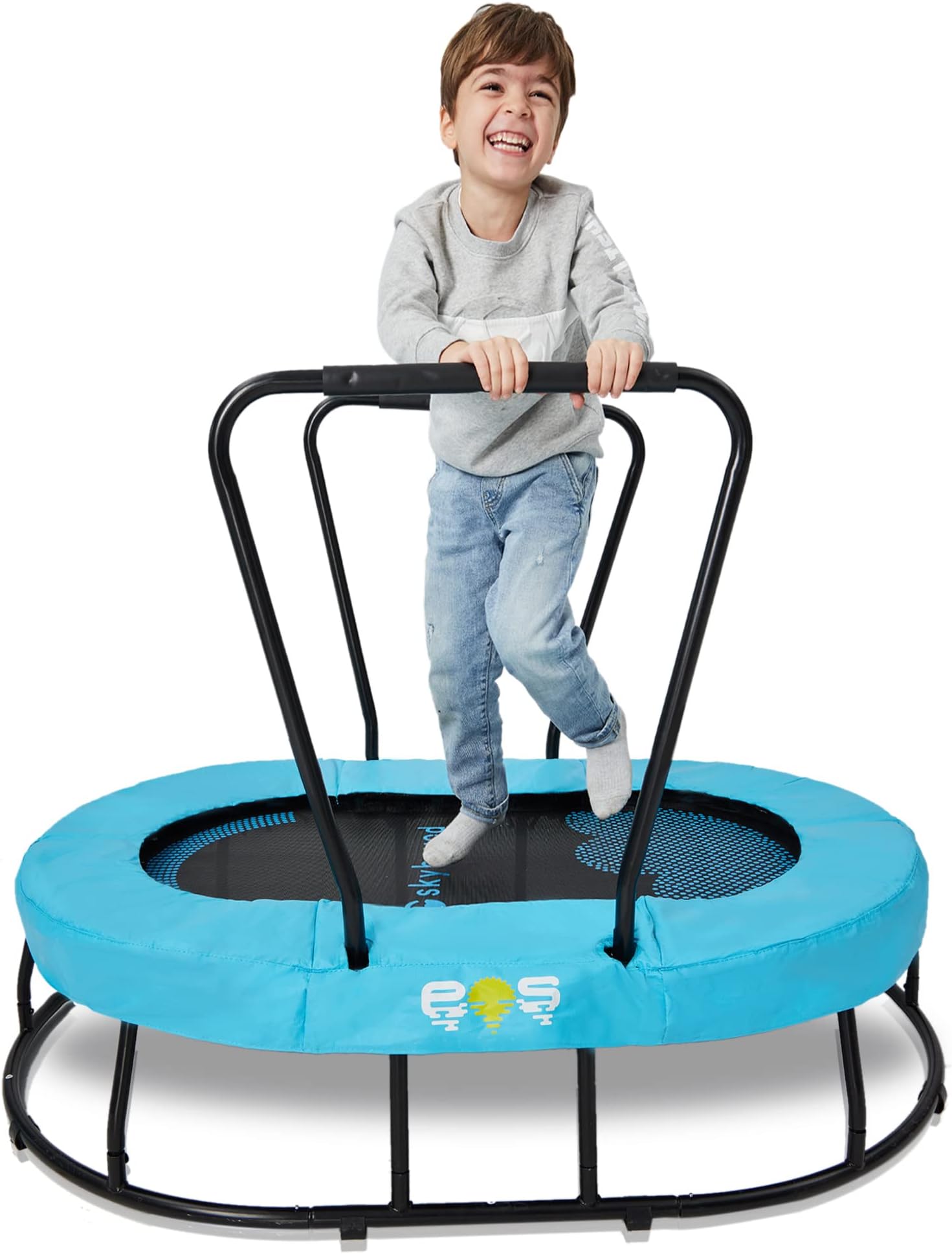 SkyBound Kids Trampoline with Handle - Mini Trampoline for Kids with ADHD, Autism & Sensory Needs - Sensory Toys for Autistic Children - Toddler Trampoline Indoor-Two Handles for Balance and Security
