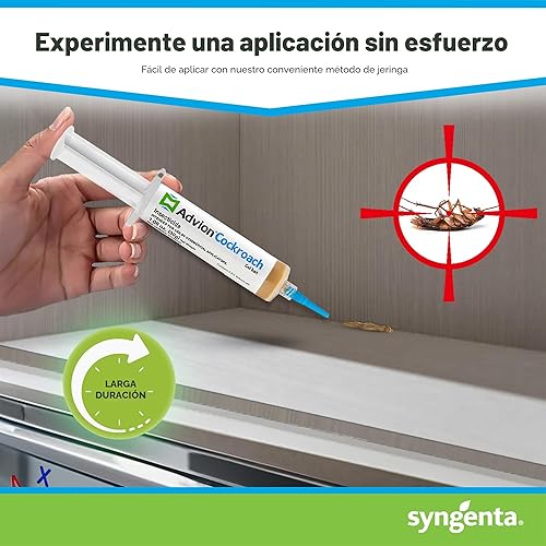 Miniatura 5 de Cebo en gel Advion Syngenta para cucarachas, 4 tubos de 30 gramos, 1 pelador y 2 puntas, uso en interiores y exteriores, gel mata cucarachas