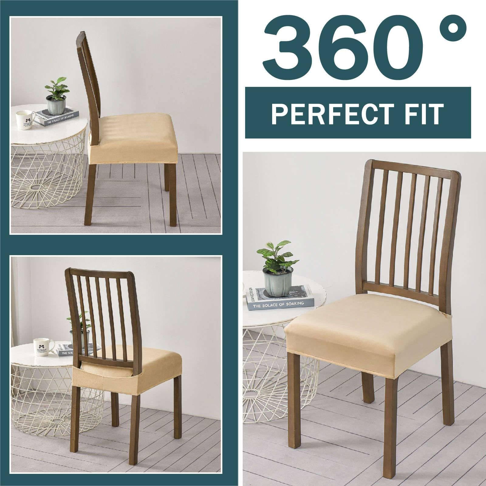 Paquete de 6 fundas de terciopelo para sillas de comedor, fundas de asiento extraíbles y lavables para sillas de cocina, fundas protectoras suaves
