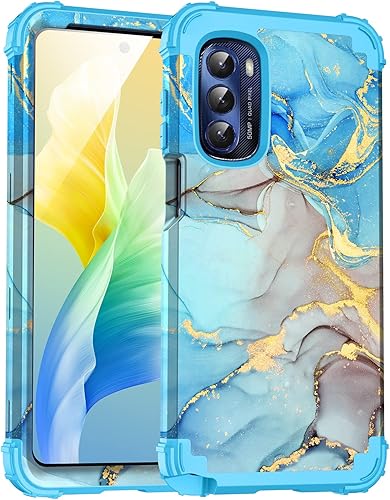 Funda para Moto G Stylus 2022 5G4G, diseño de mármol, tres capas, resistente, protección a prueba de golpes, plástico duro, goma de silicona suave,