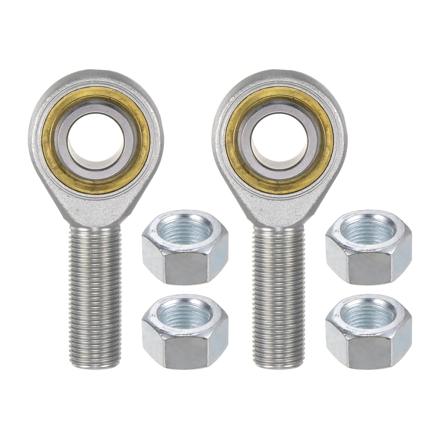 2pcs POSB10 Rod End Joint Bearing - [5/8" Bore, 5/8-18 UNF Right Hand Thread] Male Rod End with Jam Nuts, 45# Carbon Steel