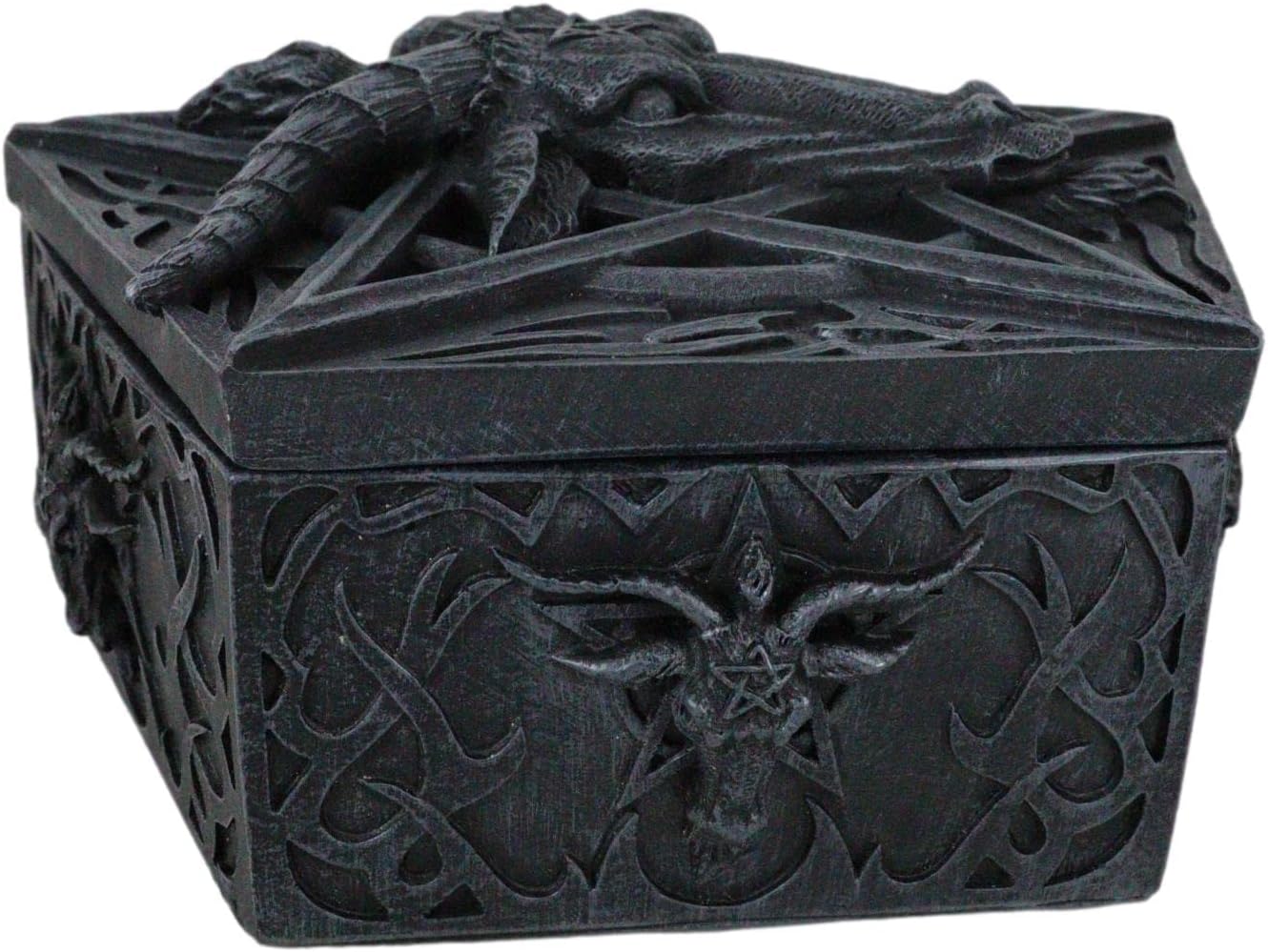 Ebros Gift Sacred Symbol Pentacle Pentagram Sabbatic Goat Baphomet Multi Purpose Decorative Jewelry Box Knights Of Templar Sigil Goat Of Mendes Keepsake Trinket Stash Boxes