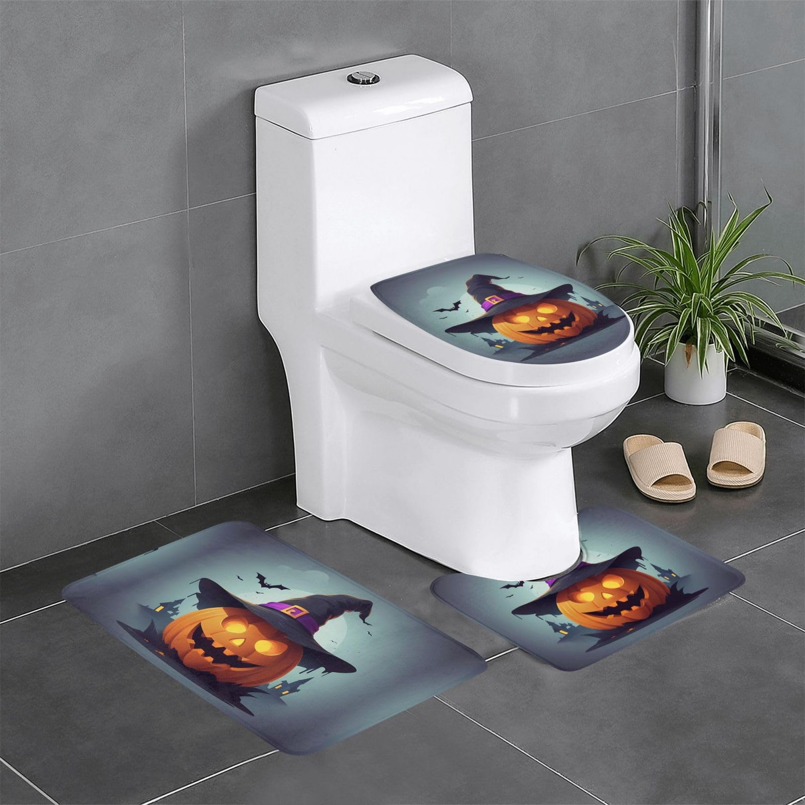 Tapis de salle de bain motif citrouille pour décorer vos toilettes
