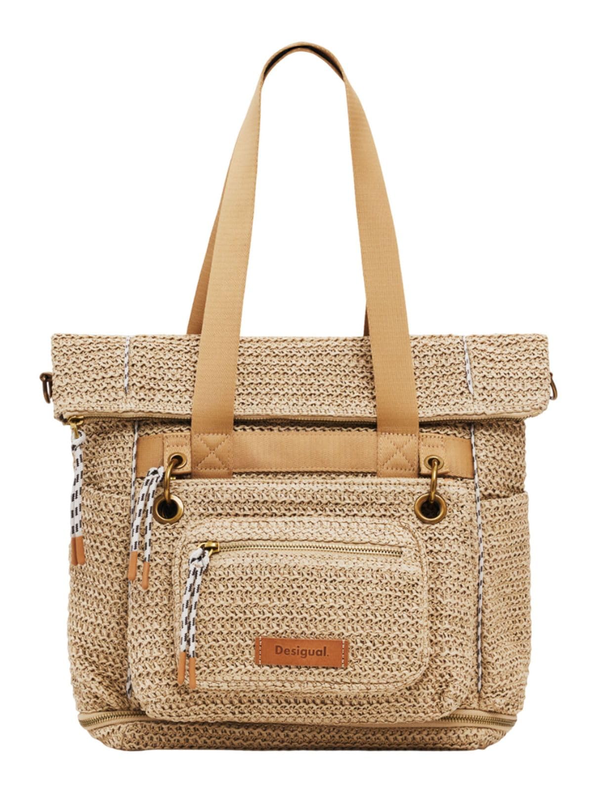 Desigual Mujer Blanco Voyager Raffia Bag Natural
