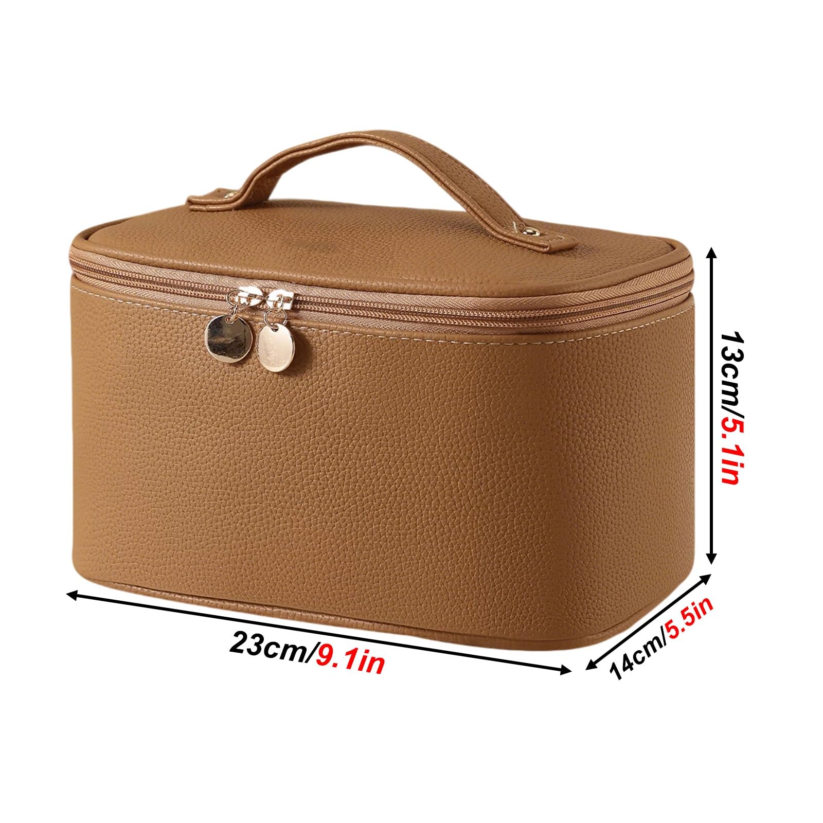 Pochette Trucchi, Beauty Case da Viaggio Donna Borsa da Toilette, Design Verticale Più Alto, Estetica Elegante e Raffinata, con Scomparto Integrato per I Viaggi(Brown)