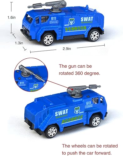 Miniatura 3 de Tianmei 6 coches en 1 Set Policía Estilo 187 aleación Diecast Vehículo Modelos Colección Niños Juguetes, Policía Asalto Coche Camión Vehículo