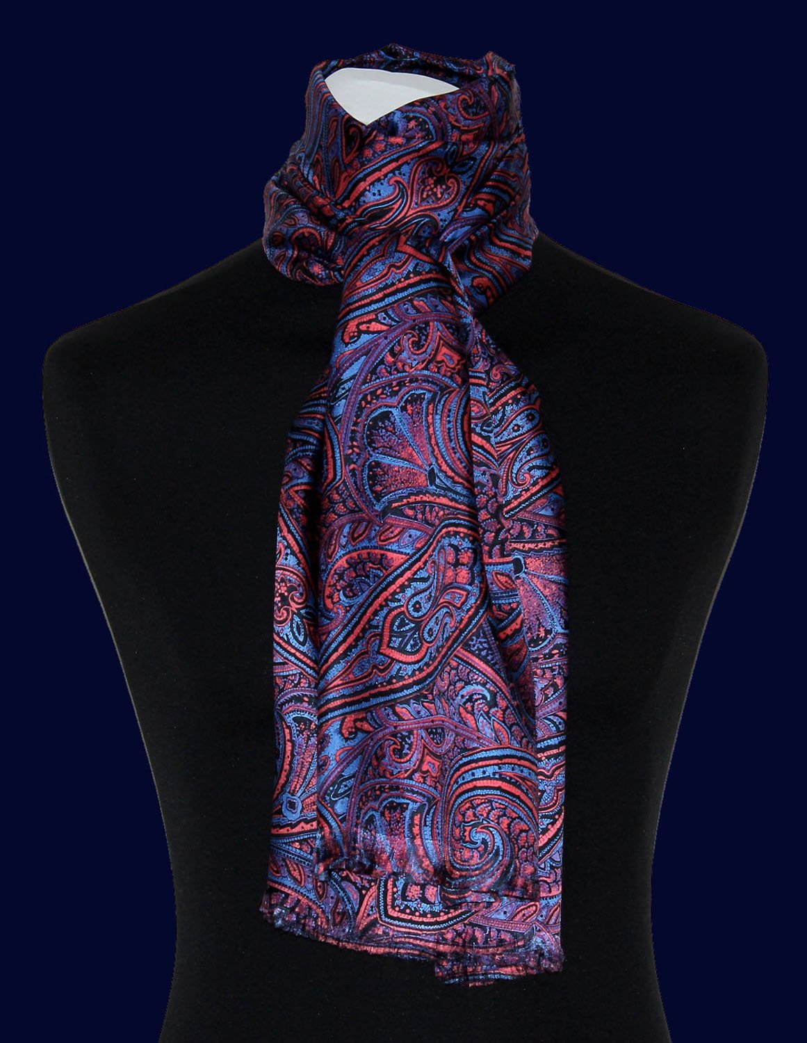 LORENZO CANA - Sciarpa da uomo “Luxus” (8913711), 100% seta, doppio velo, stampa con colori armonici, stile dandy, 30x160 cm