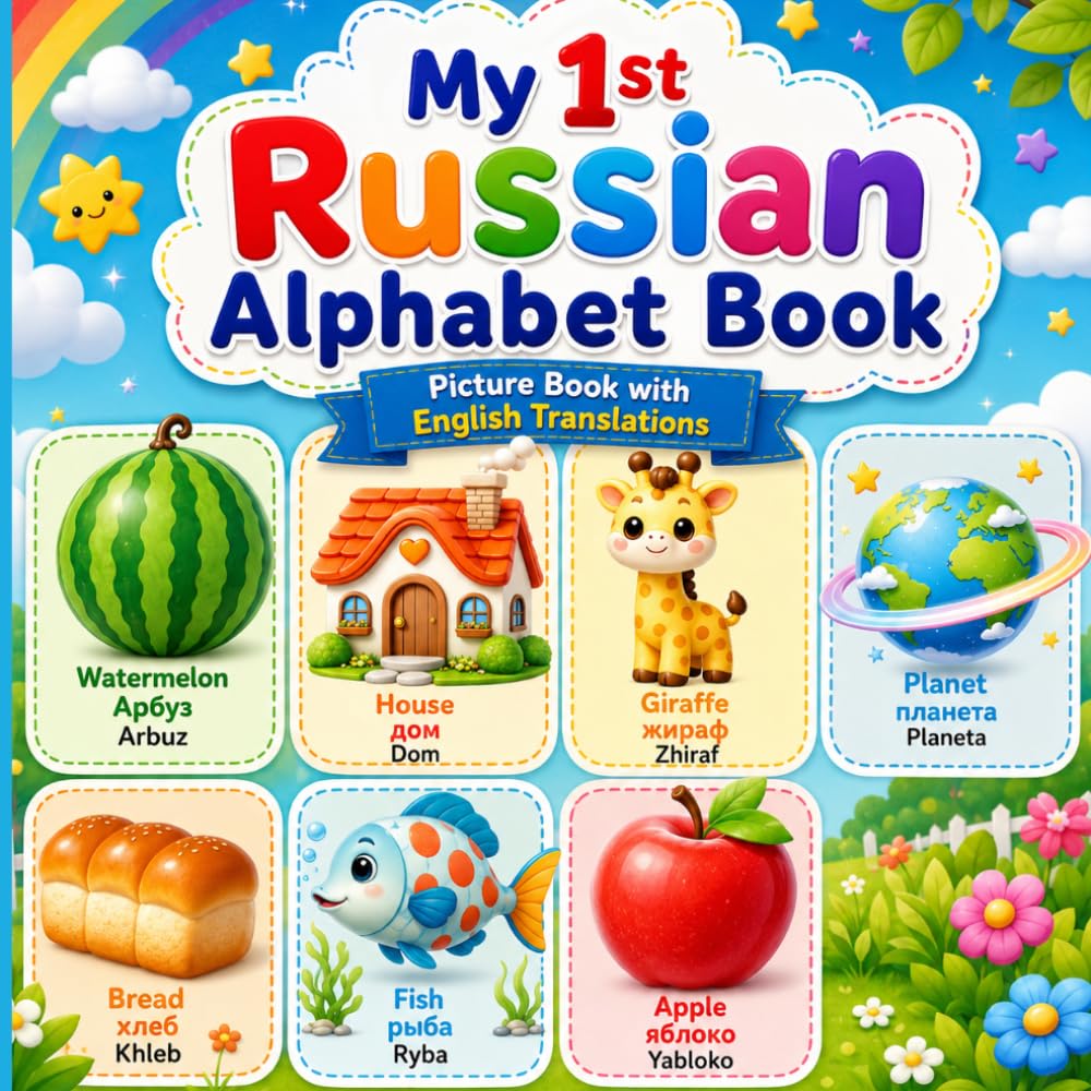 My First Russian Alphabet Book for Kids: A Fun ABC Picture Book with English Translations for Toddlers, Preschoolers, and Beginners (Русский алфавит для детей)