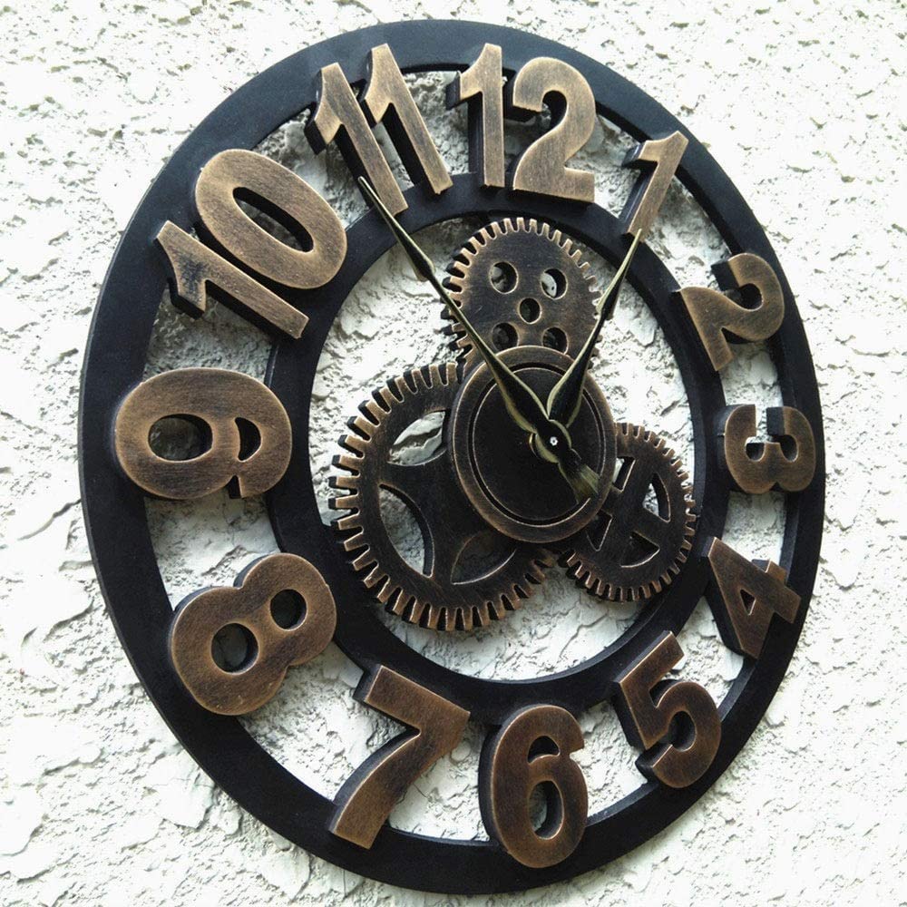 Reloj de Pared de Estilo Industrial, Gear Retro Sala de Estar Reloj de Pared multifunción Creative Mute Bar Mostrador Restaurante Tienda de Ropa Reloj de Pared Reloj de Pared