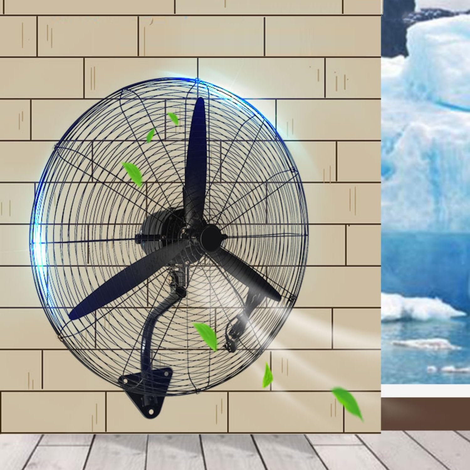 asdchZen Metal Wall-Mounted Fan, High-Velocity Industrial Cooling Fan With 120-Degree Oscillation, Powerful Electric Fan For Workshop, Garage, Barn, And Home,78cm/31in