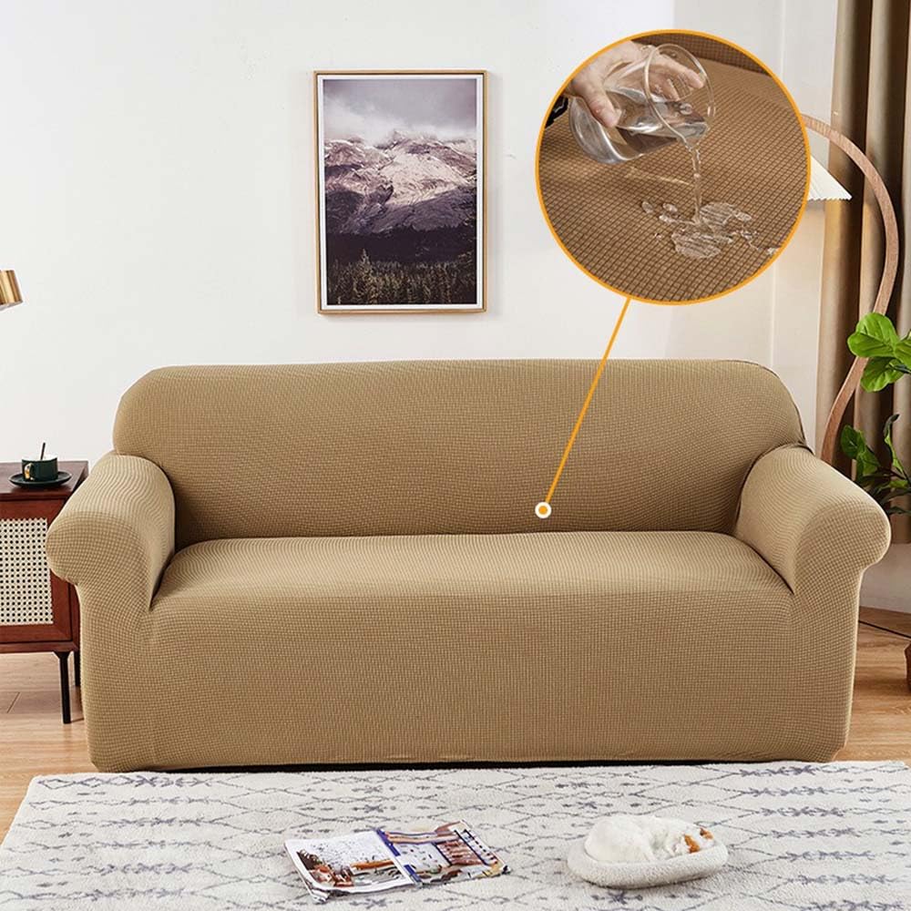 SDYdsgE sofa cover， Super Stretch Spandex Sofa Slipcover Non Slip Soft Couch Cover Waterproof for Living Room Dark Gray 2 Seater(Camel,2 Seater/57 72in)