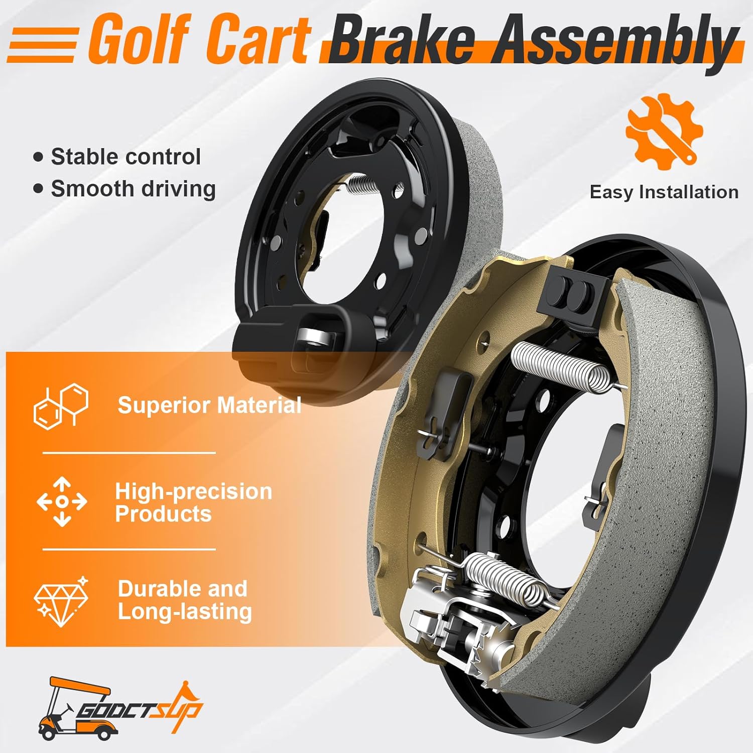 Golf Cart Brake Assembly, Fits Precedent &DS 1995-Up and Tempo 2018-Up, Driver & Passenger Side Club Car Rear Brake Cluster, Club Car Brake Kit OEM# 101823301, 103380202