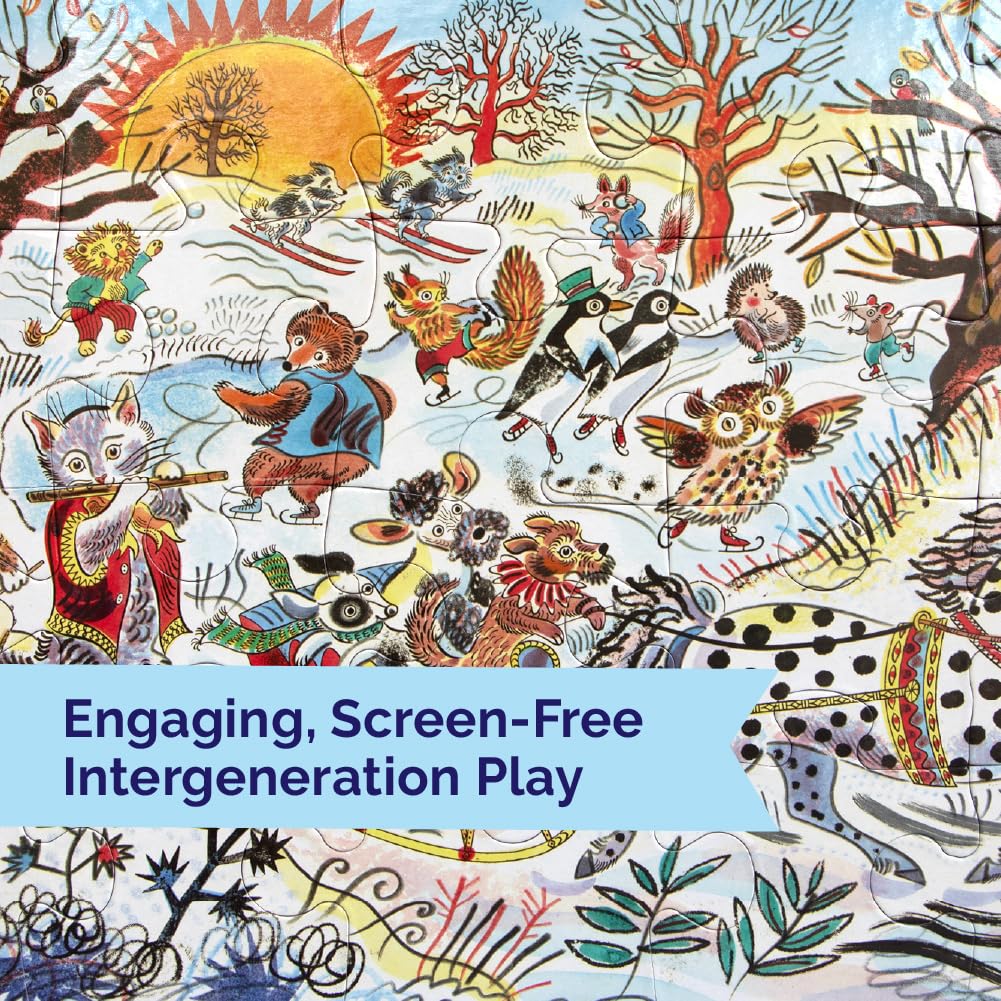 eeBoo 20 Stück Riesiges Bodenpuzzle - Winterschlittenfahrt Kinderpuzzle Schlitten Thema, große Teile für kleine Hände, um motorische Fähigkeiten zu entwickeln