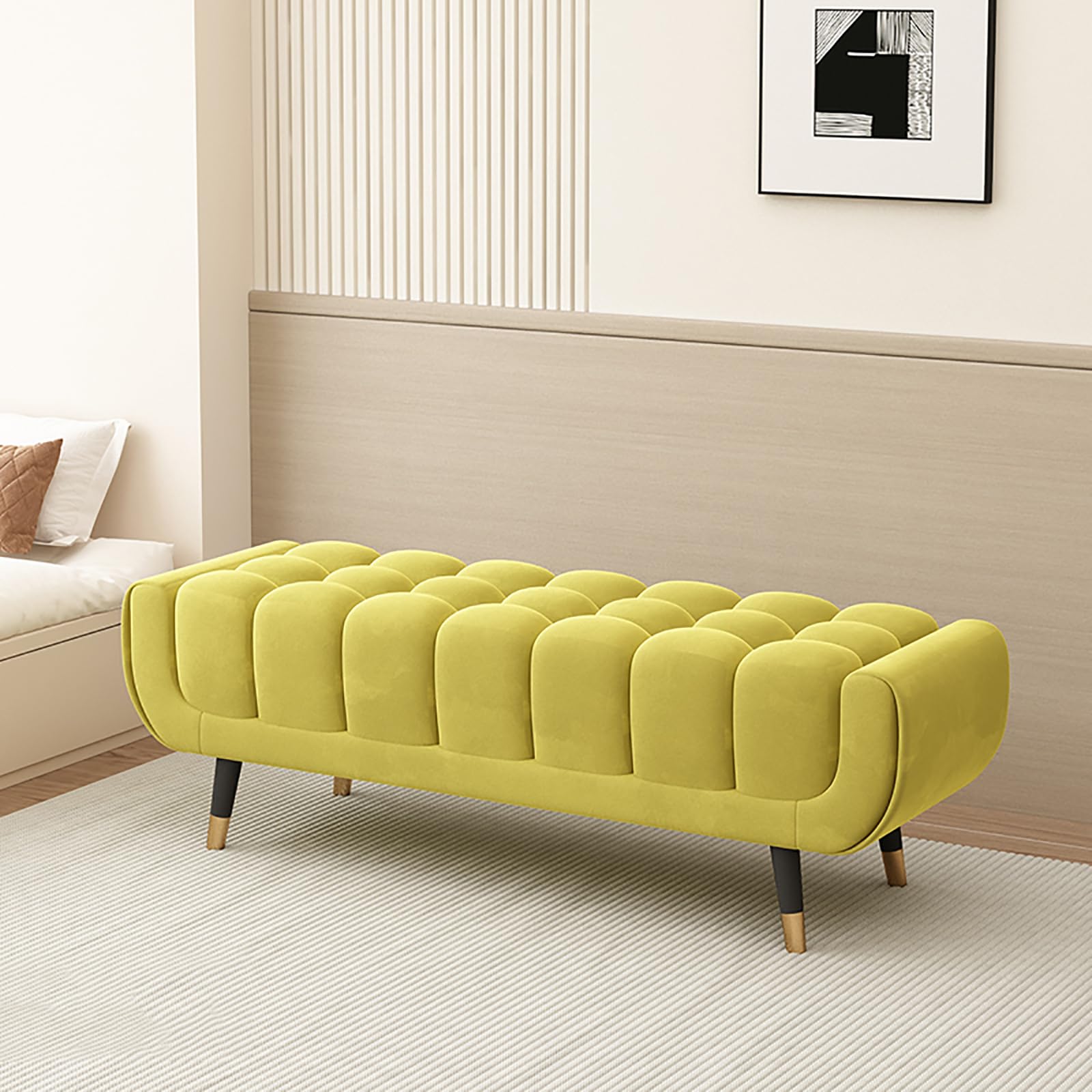 GDMDPTE Thickened Entryway Bench Segmented Foam Shoe Storage Solid Wood Frame Footrest for Bedroom Living Room Hallway Dressing Room (31.5in 80cm)