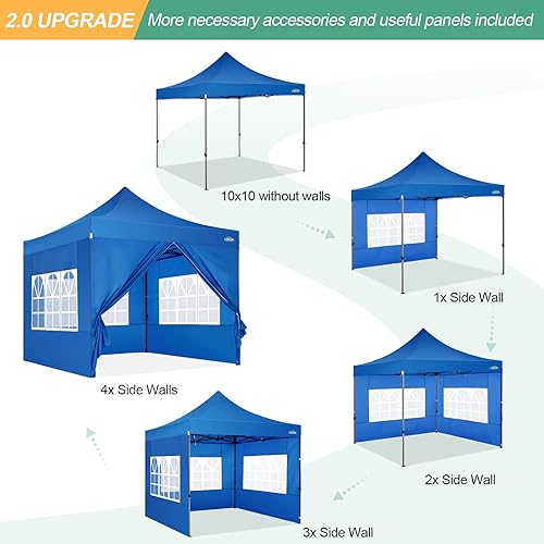 Miniatura 3 de COBIZI Tienda de campaña desplegable Ez de 10 x 10 pies con 4 paredes laterales, toldo resistente UPF 50+, 100% impermeable, para exteriores, carpas