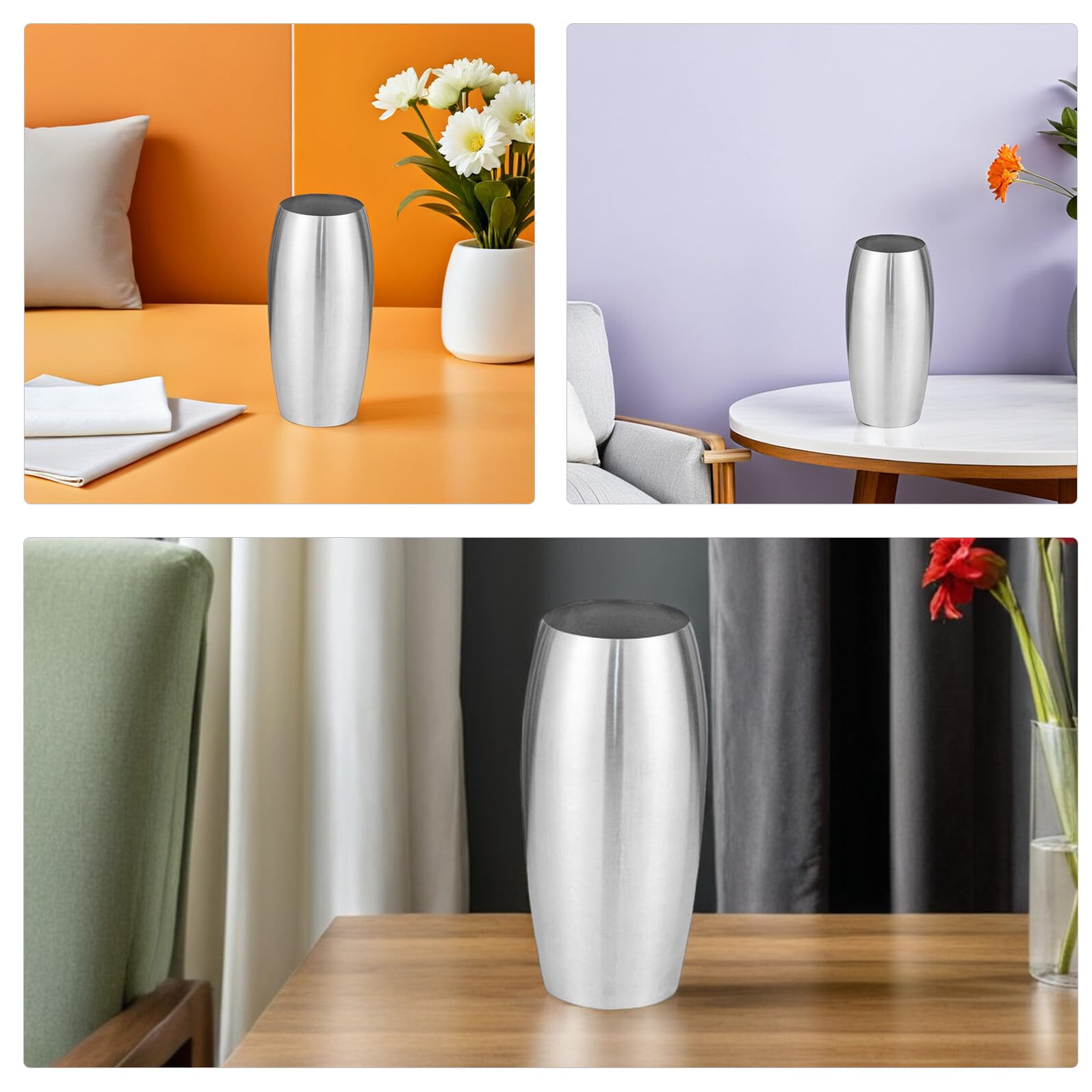 Rustikale Blumenvase aus Edelstahl in Silber mit Moderner Minimalistischer Optik für Tischdeko und Wasserpflanzen für Hochzeitsfeiern und Zuhause