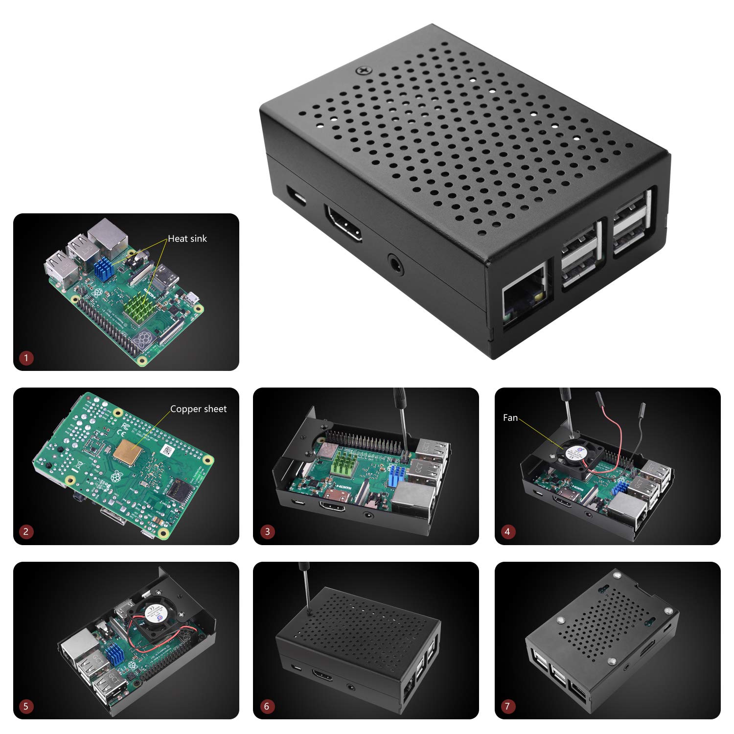 Amazon | STARTO Raspberry Pi 3B+ケース アルミ合金 メタルケース