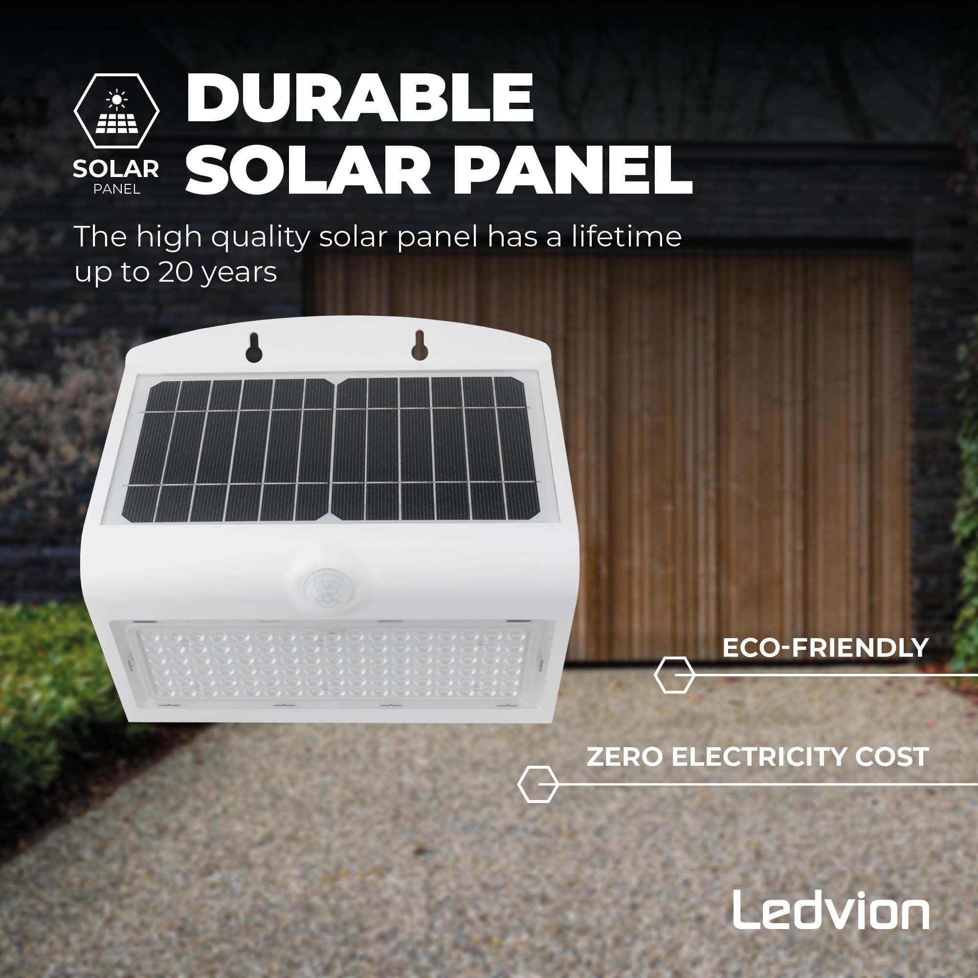 Lampada Solare Da Parete LED Con Sensore Movimento - 6W, 3000K, IP65, Bianca, Ideale Per Esterni - Foto 3