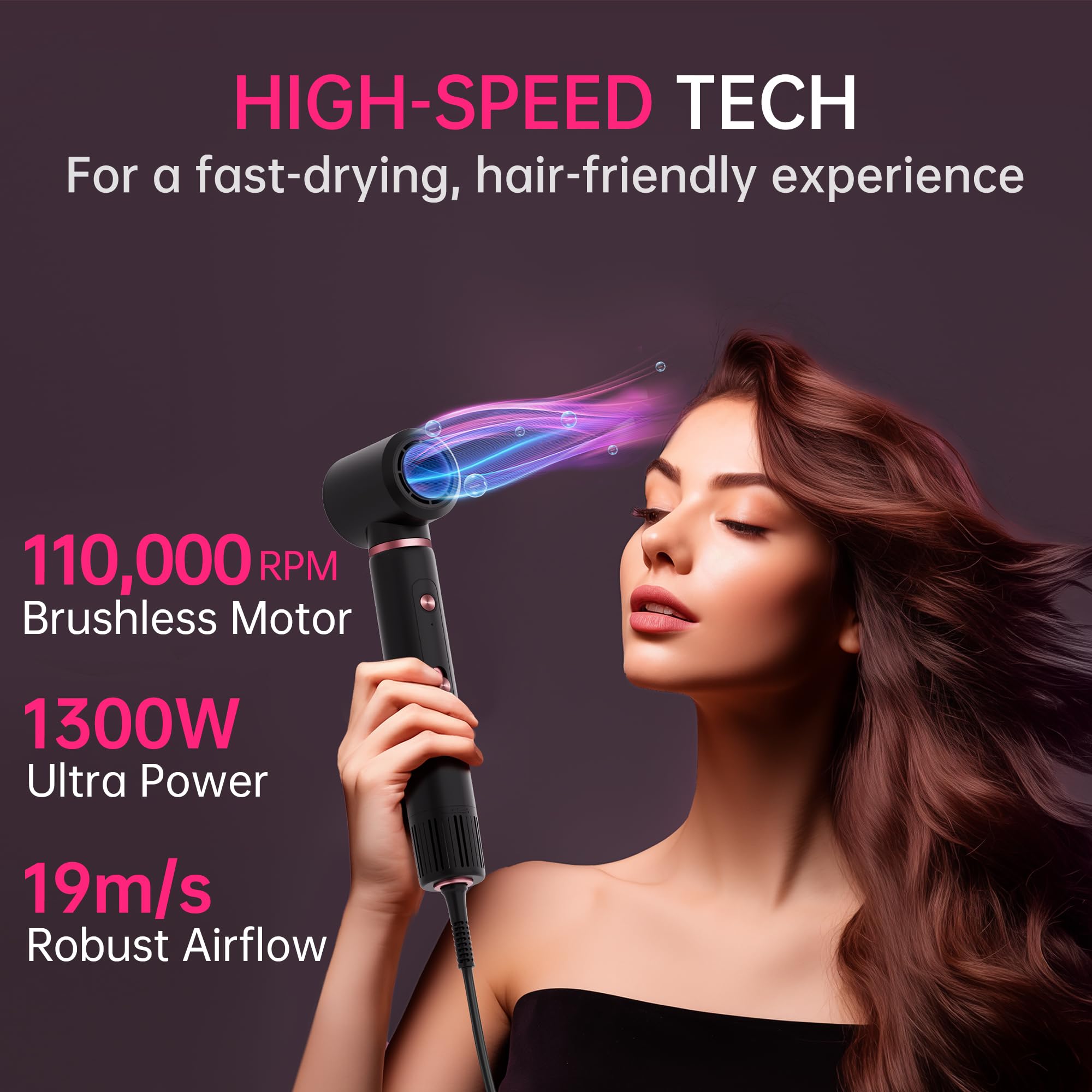 SKIMI 110,000 RPM Brushless Motor 5-in-1 Hair Dryer Brush Red