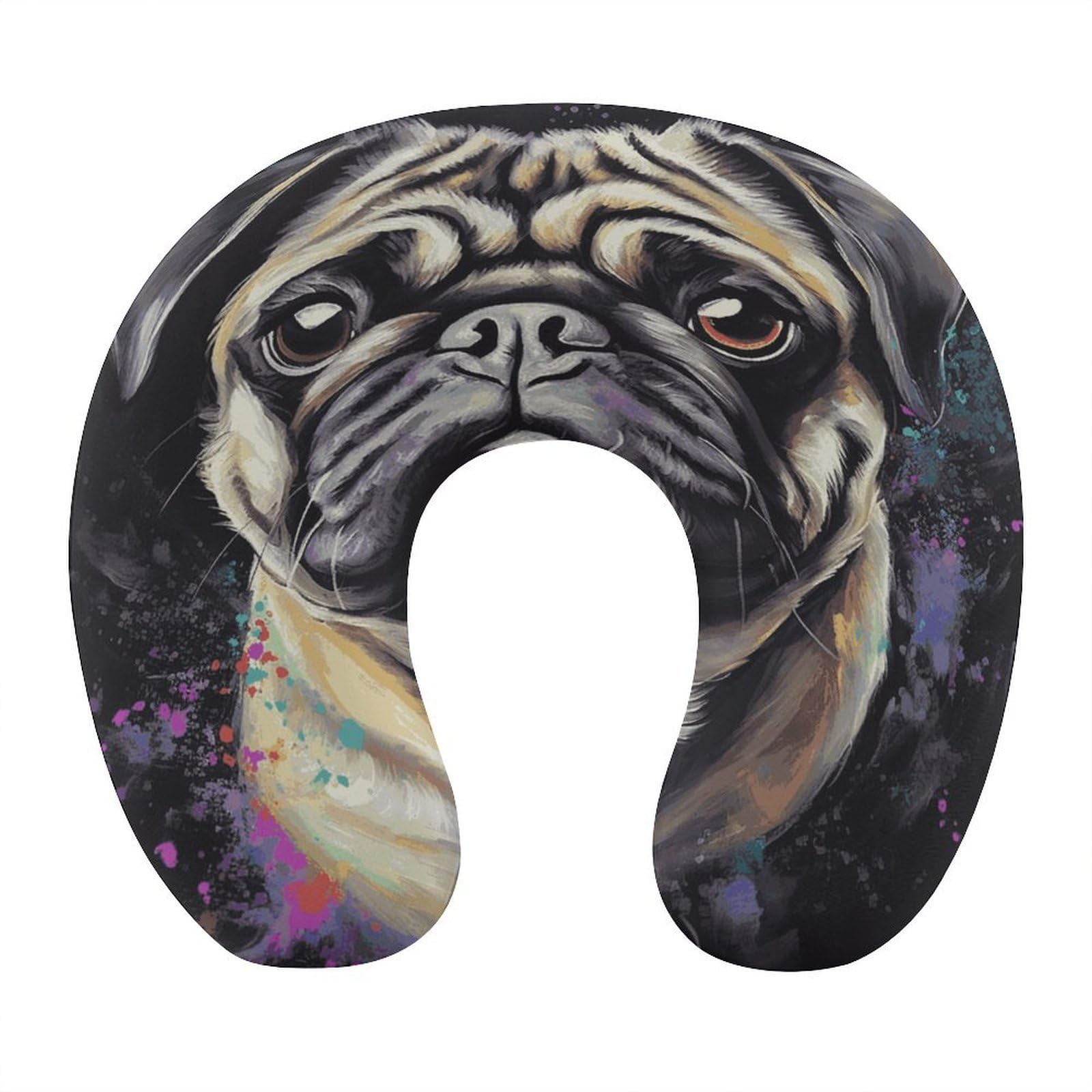 FekiLoot Portrait of Pug Travel Pillow U Shaped Neck Pillow Comfortable Memory Foam Pillow Portable Soft Headrest Lightweight Neck and Head Support for Planes Trains Self-Driving Cars