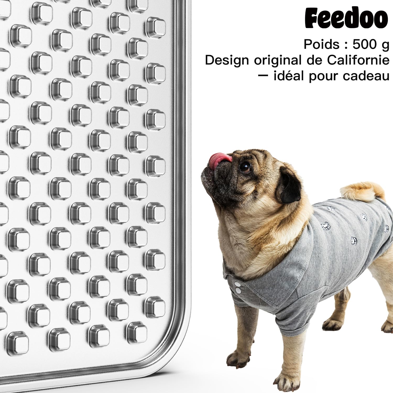 Tapis de Léchage Chien et Chat,Double Paroi Acier Inoxydable 304 Tapis de Leche pour Chien 24,5 cm × 24,5 cm,Antidérapant,Anti-Ingestion,Soulager l'anxiété,Lavable au Lave-Vaisselle(1 PC)