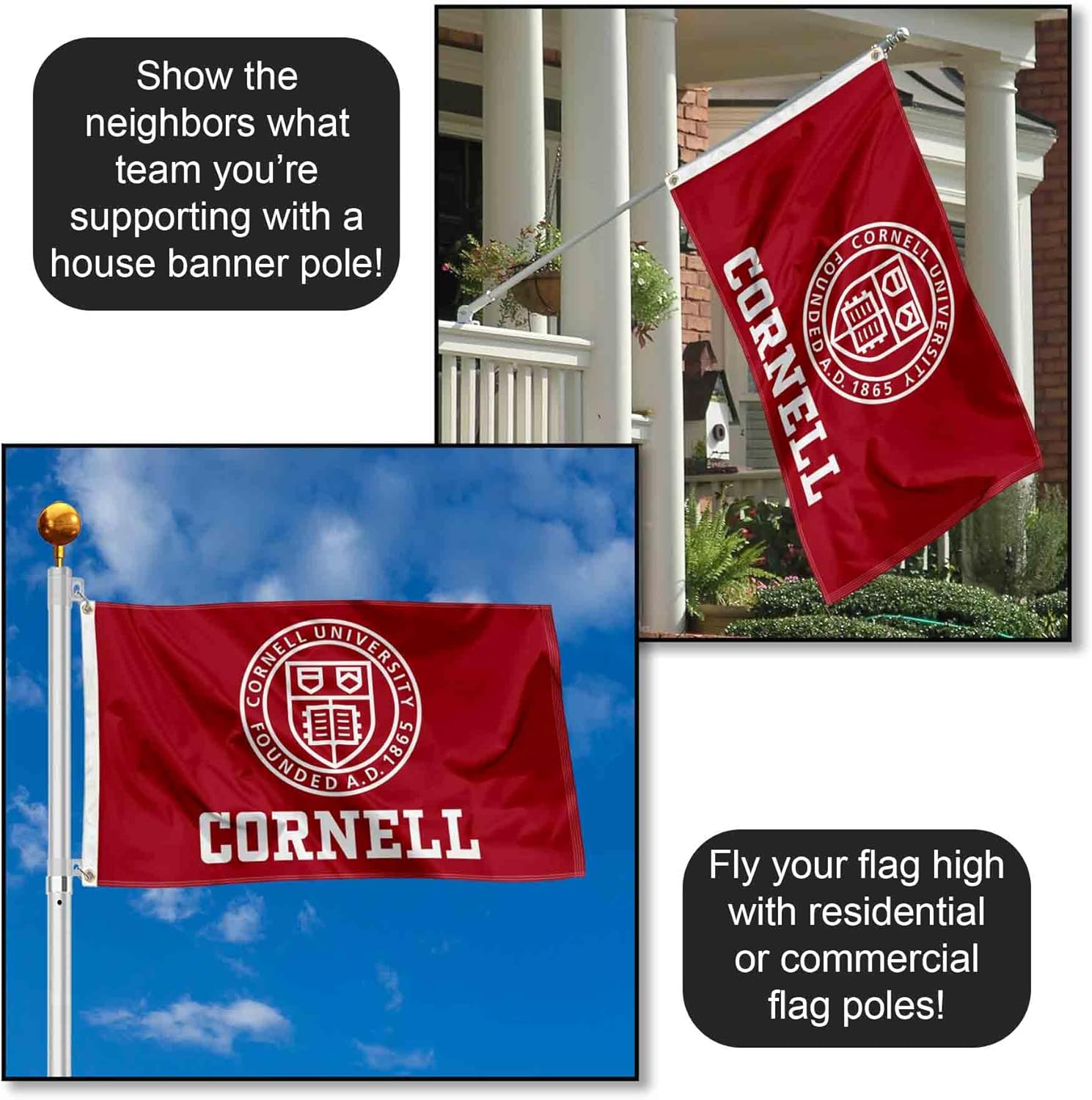 College Flags & Banners Co. Cornell Big Red Large Grommet Banner Flag