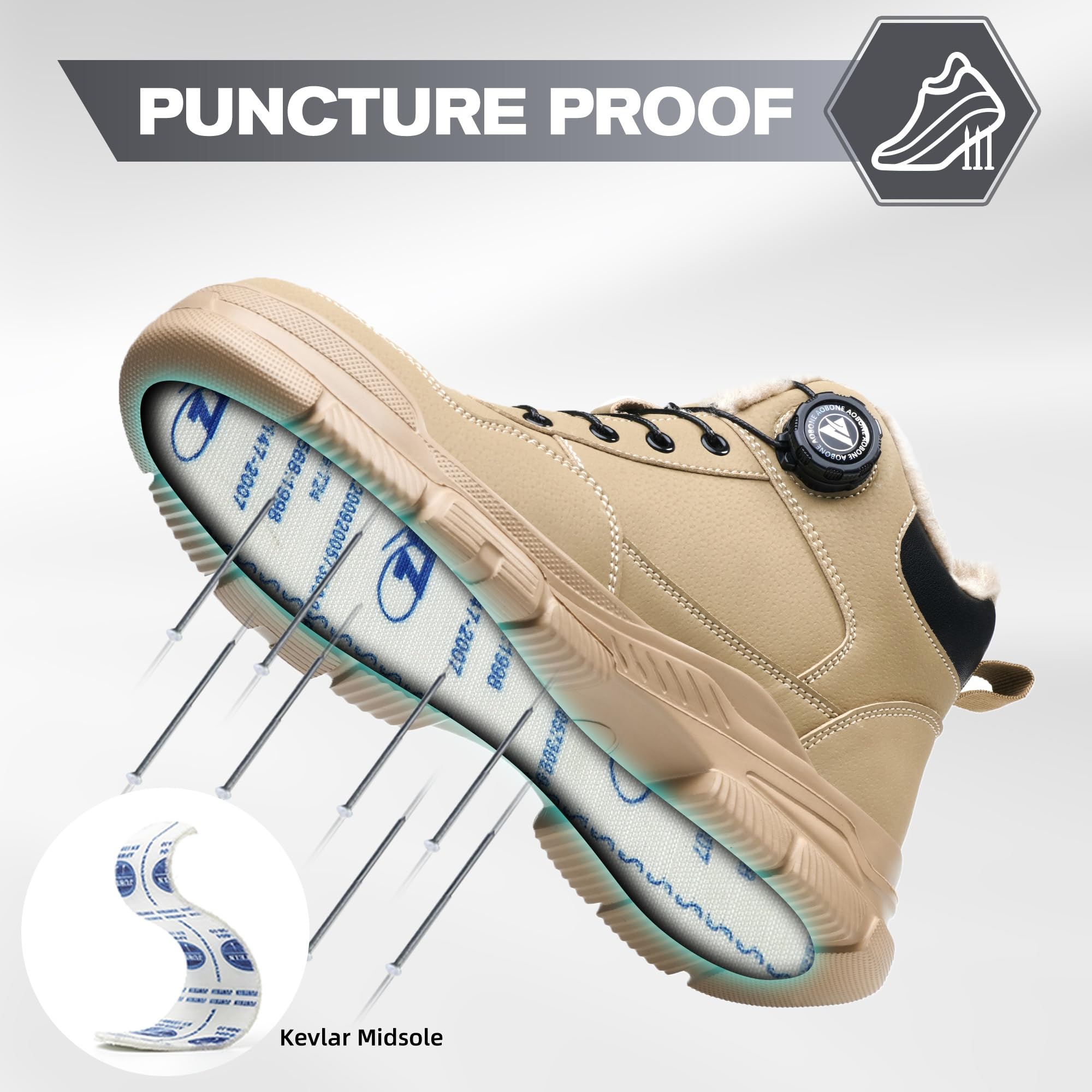 Zapatos de Trabajo para Hombre Zapatos de Seguridad Mujere Invierno Antideslizantes Botas de Seguridad Ligeros Punta de Acero Botas de Trabajo Impermeable
