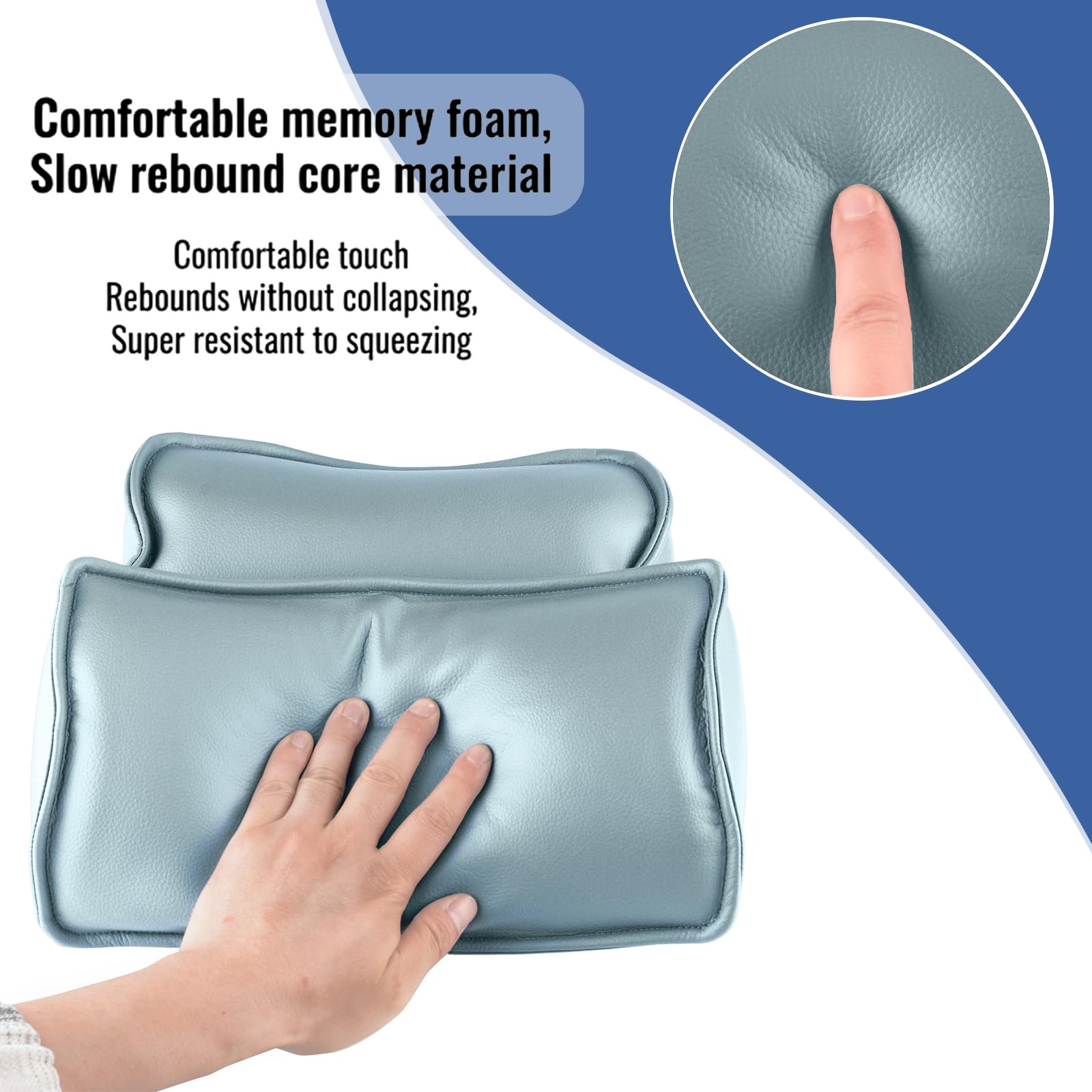 Microfibre Cuir siège Coussin Cervical Taille Cou Oreiller Mousse mémoire pour Chaise Dentaire (Gris Bleu)