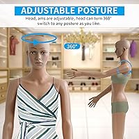Vista 51 de BLKMTY Maniquí femenino de 69 pulgadas con forma de vestido de cuerpo completo, modelo de ropa, maniquí ajustable, maniquí desmontable realista