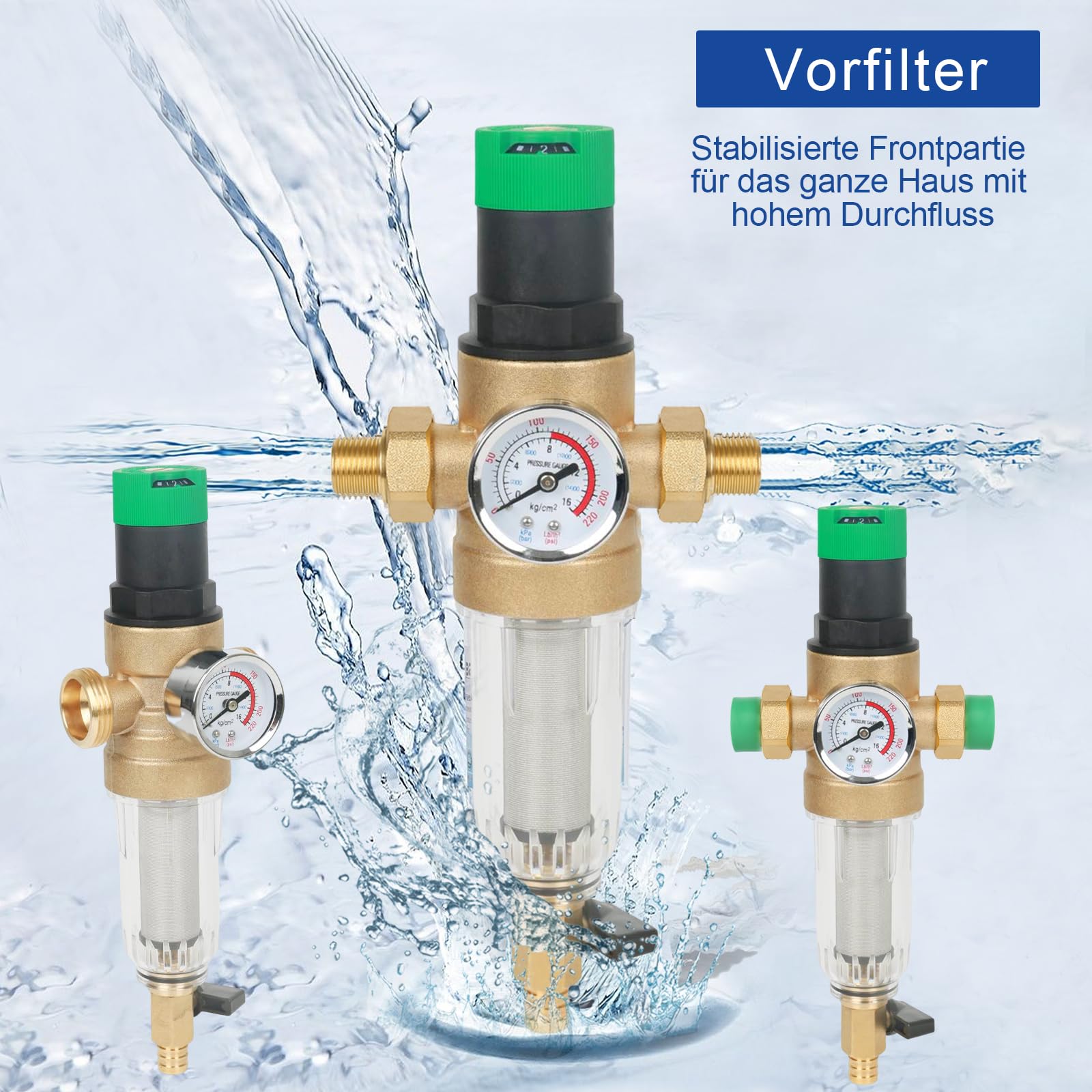 Reductor de presión de agua,filtro de retrolavado FK06,reductor de presión de 1 pulgada,manómetro + medidor,reductor de presión de agua con filtro autolimpiante,regulador de presión de agua
