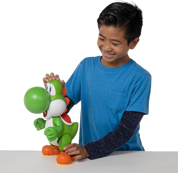 Super Mario Let's Go, Yoshi! 12-Inch-Tall Interactive Action Figure with 20+ Iconic Sounds & Music - Officially Licensed by Nintendo