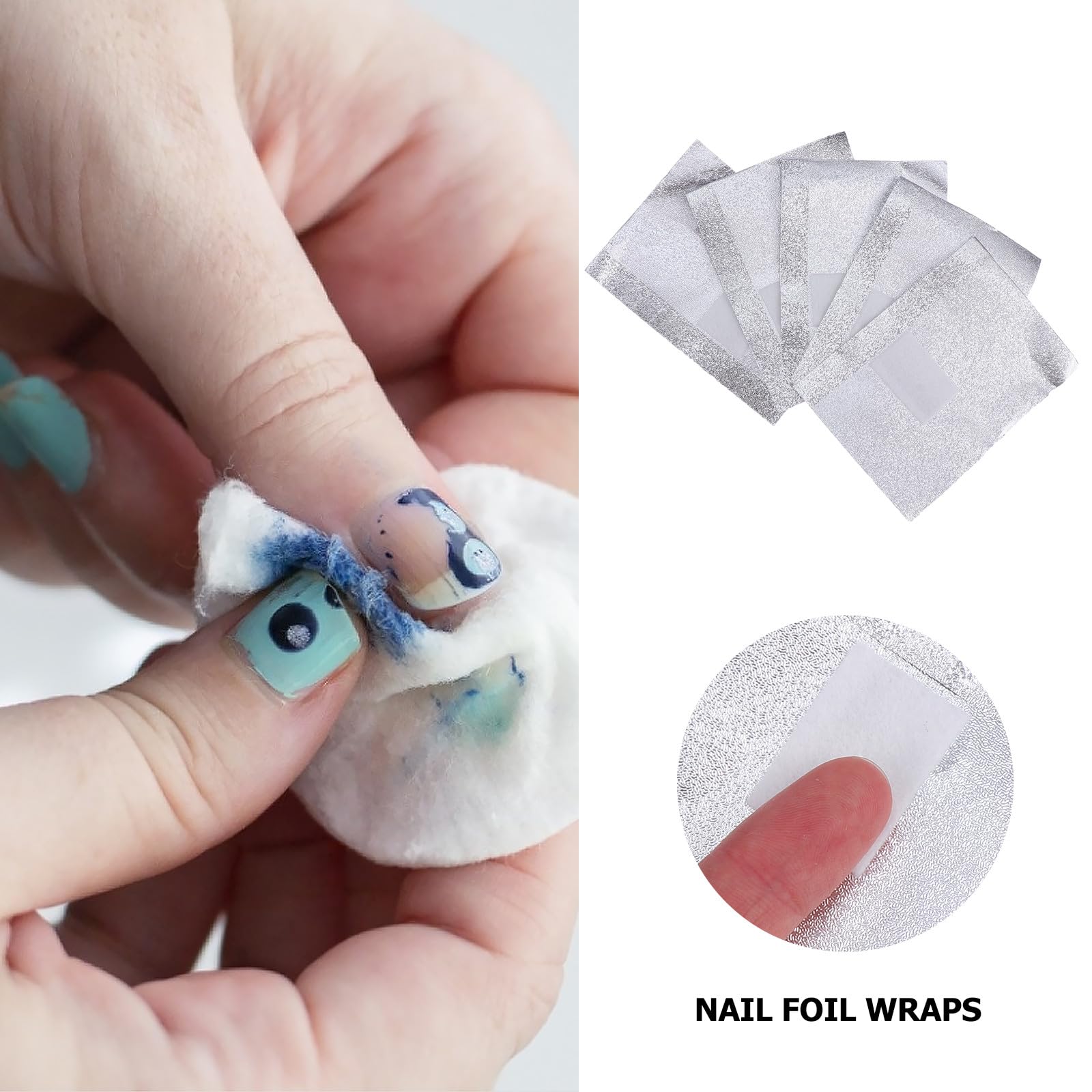 Toyvian Nagellackentferner Wraps tragbare Maniküre Reinigungsfolie 500 Stück Silberfarbene Nagelkunst aus Aluminiumfolie und Baumwolle für Andere Gelegenheiten und Heimgebrauch