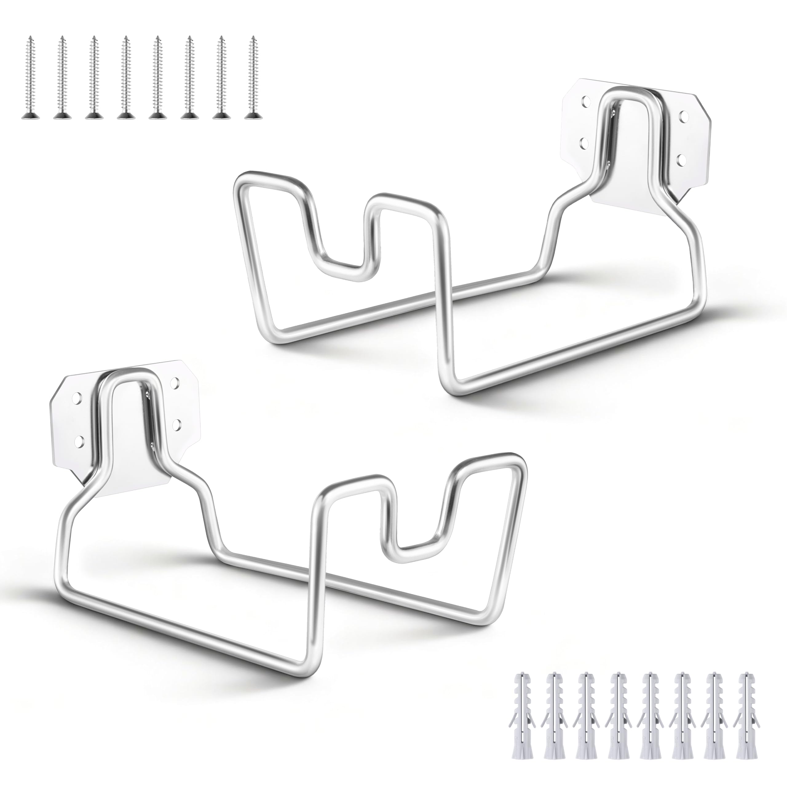 HaSteeL 18/0 Stainless Steel Wall Mount Garden Hose Holder for Outside, 2PC