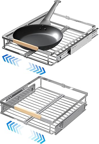 Miniatura 1 de Paquete de 2 organizadores de gabinete extraíbles expandibles, 11.8  18 pulgadas de ancho x 17 pulgadas de profundidad, estantes deslizables de alta