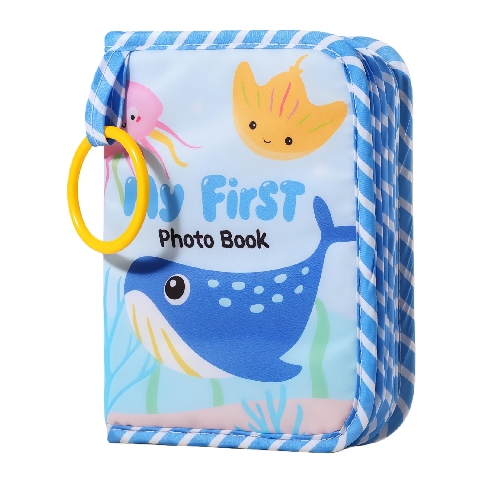 Qiansse Men's Blue My First Baby Memory Book, Holds 17 4X6 Photos Soft Cloth Keepsake Album For Baby Shower Kids Gift For Newborn Toddlers Boy Or Girl