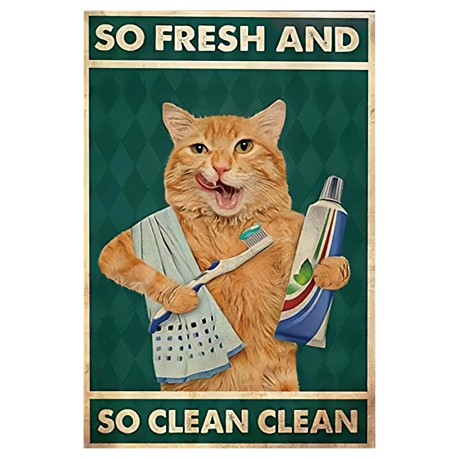 Vintage Black Cat Signs, So Fresh And So Clean Clean Bathroom Cat Sign, Funny Cats Sign Wall Decor for Bathroom Retro Cat Metal Tin Sign, Cat Metal Poster Gift For Cat Lovers 8x12″