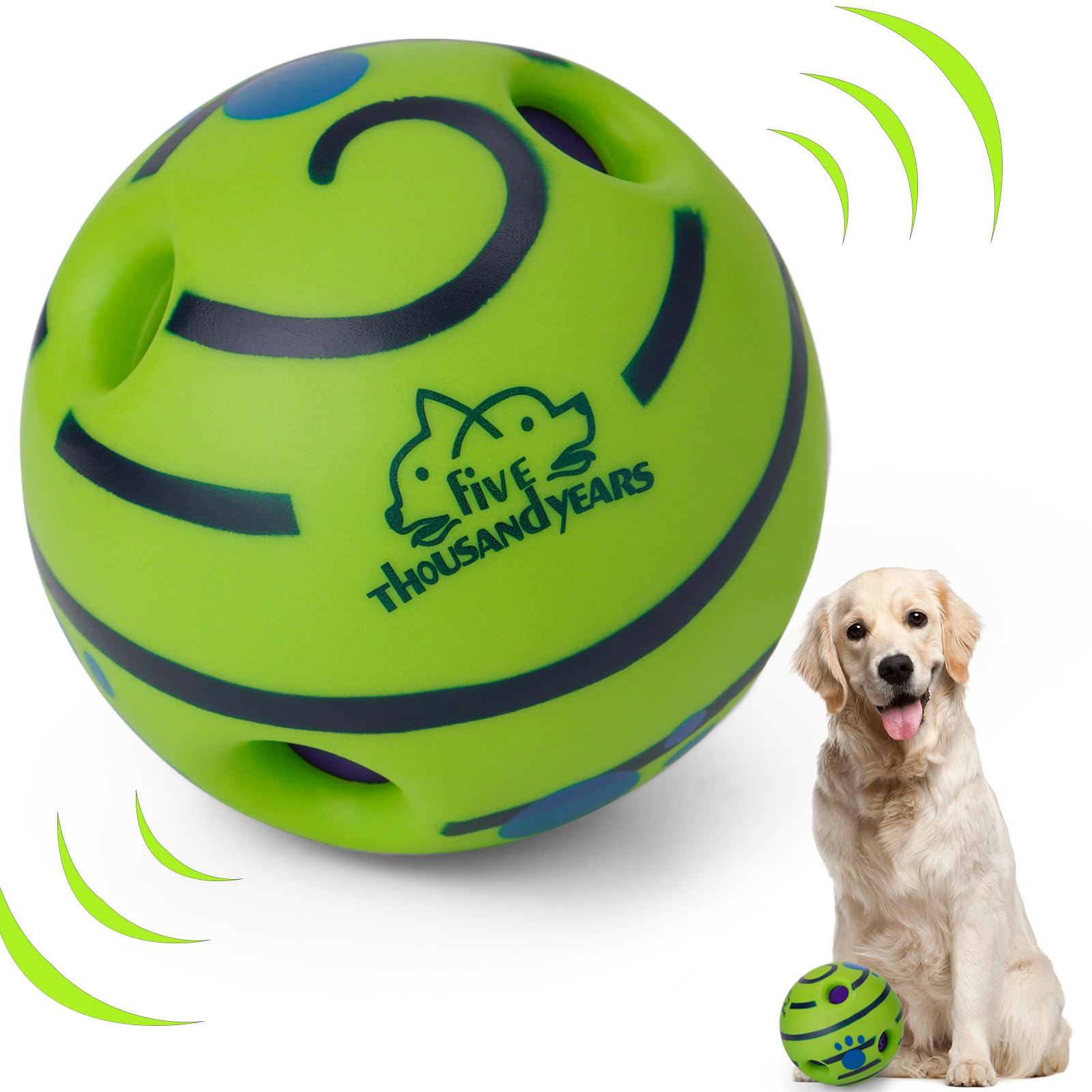 Interactive Giggle Ball for Squeaky Toy Fun Chewing Ball for Training and Herding Indoor/Outdoor Safe Dog Gifts for Puppy Small to Medium Dogs (Green