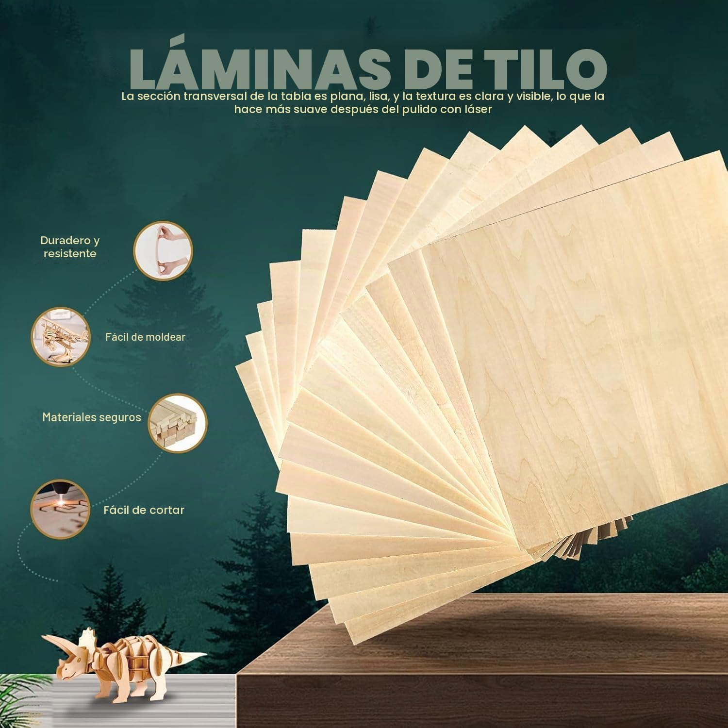 12 Piezas Contrachapado 3mm, 300 x 300 mm, Madera contrachapada de tilo, Tablones de Madera, Manualidades Contrachapado, Para Bricolaje,Pintura,Decoraciones,CorteLáser,Modelado