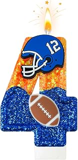 Football Themed Birthday Candles for Cake Decorations 3.33 Inch Happy Birthday Candles for Boys Girls Football Themed Memorial Celebration Supplies (4)