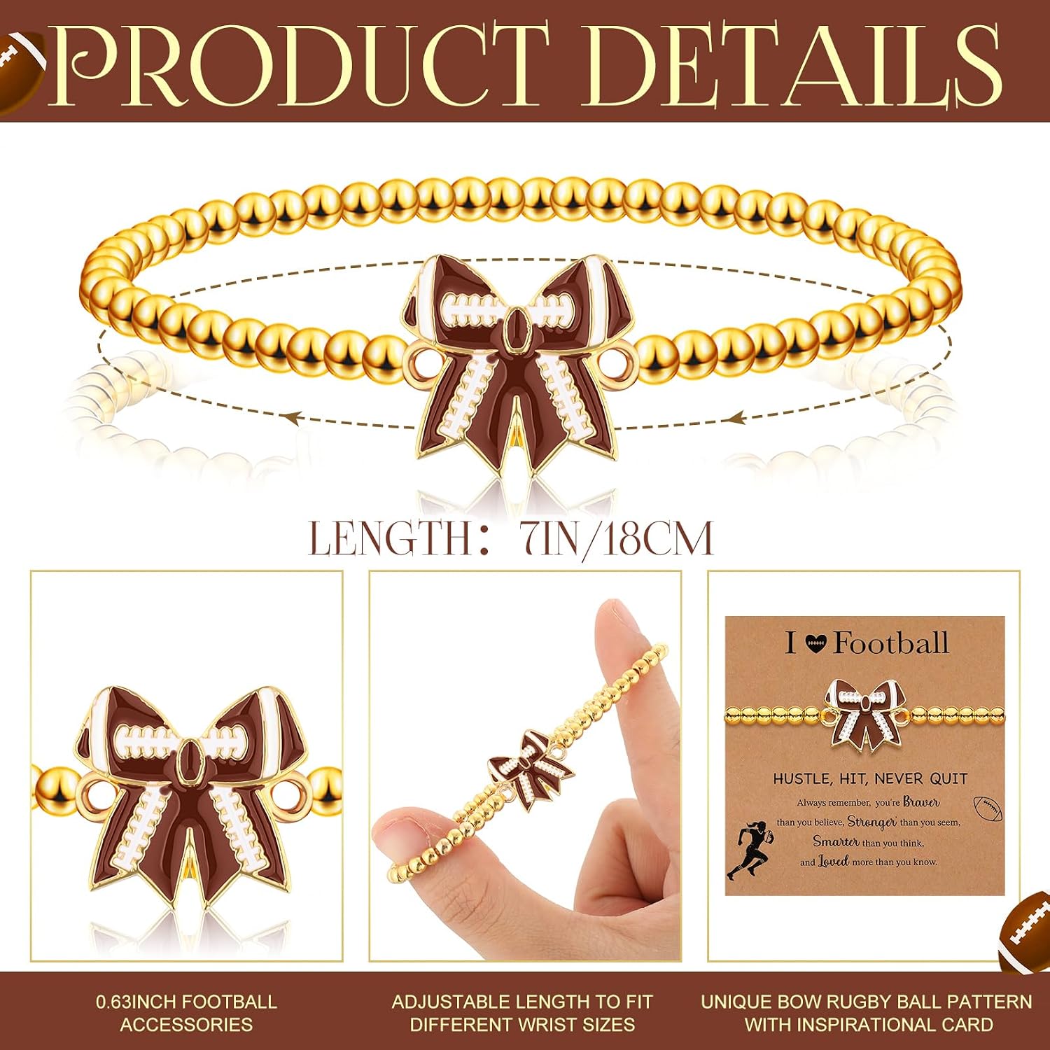 Huquary 20 Set/ 40 Pcs Sports Bracelets with Inspirational Card