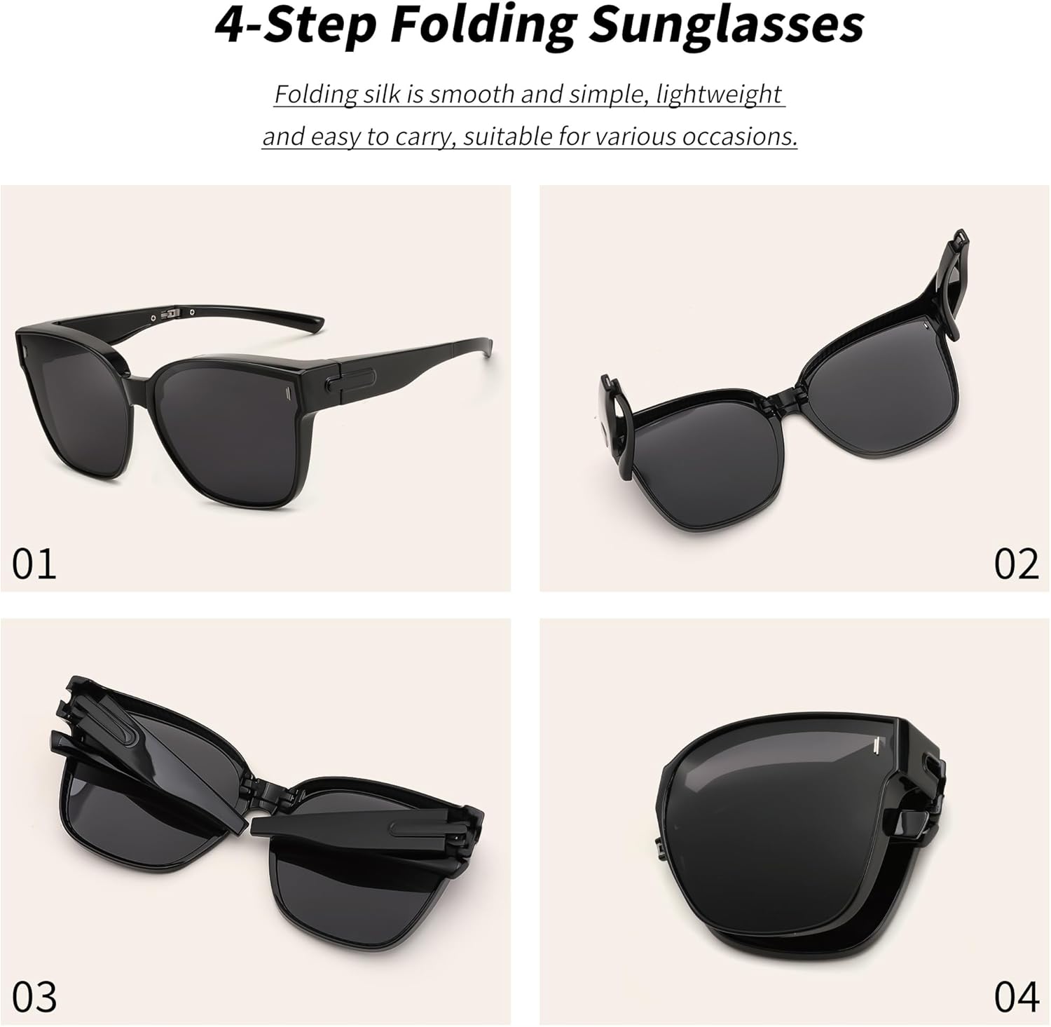 FEISEDY Folding Polarized Fit Over Glasses Sunglasses for Women Men Lightweight Foldable Sunglasses Over Glasses B0218 - Image 8