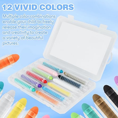 Miniatura 2 de Tiza sin polvo para niños  12 piezas de tiza de Navidad de color no tóxica giratoria con soporte, sin polvo, lavable, tiza para niños, herramienta