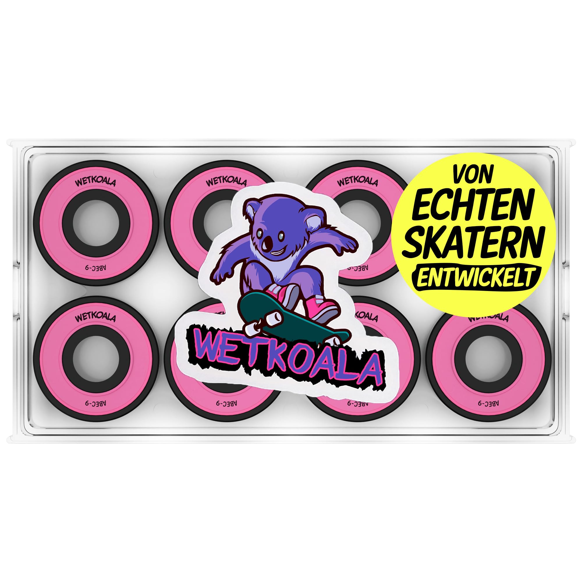ABEC-9 Keramik Kugellager (8 Stück) für Skateboards, Inliner, Longboard, Waveboard, Roller etc.