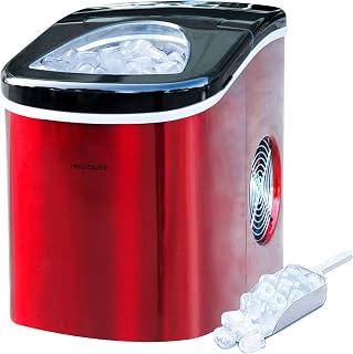 Frigidaire EFIC117-SSRED-COM Portable Countertop Nugget Ice Maker, 26 lbs/Day, Red Stainless Steel