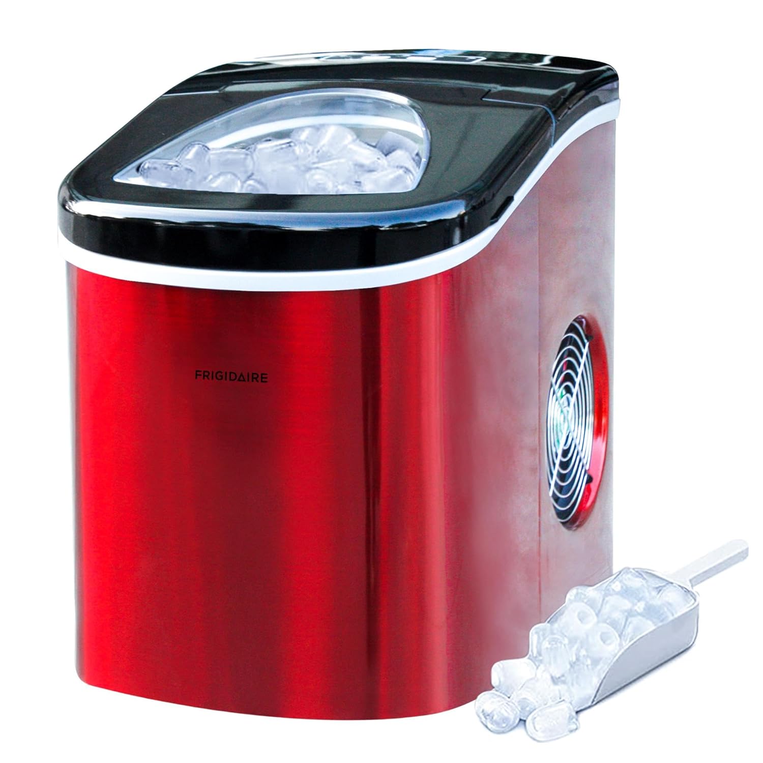 Frigidaire 26 Lbs per Day Portable Compact Maker, Ice Making Machine, Red Stainless, Medium