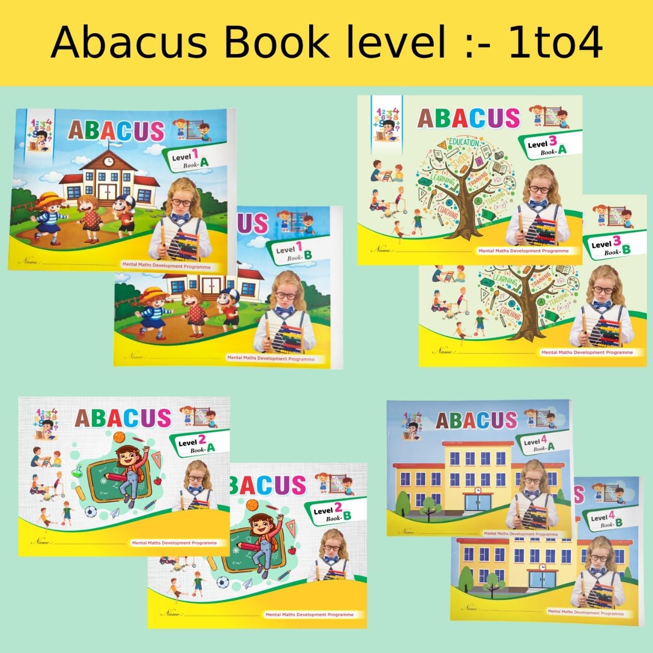 Abacus mental maths programme Level:- 1 to 4 (Book- A_B Both) (Combo Pack of 8)