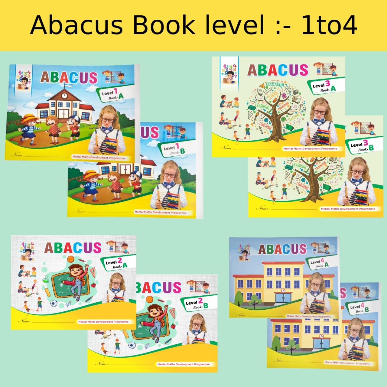 Abacus mental maths programme Level:- 1 to 4 (Book- A_B Both) (Combo Pack of 8)
